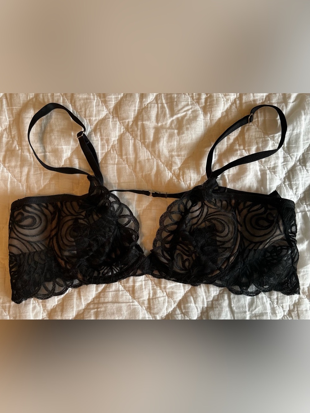 For Love And Lemons Black Sheer Lace Underwire Bra